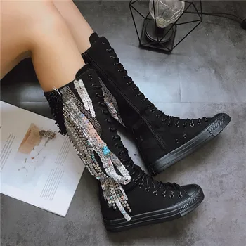 

Canvas shoes, heavy industry, Hong Kong flavor, all kinds of beads, sequins, black and cool