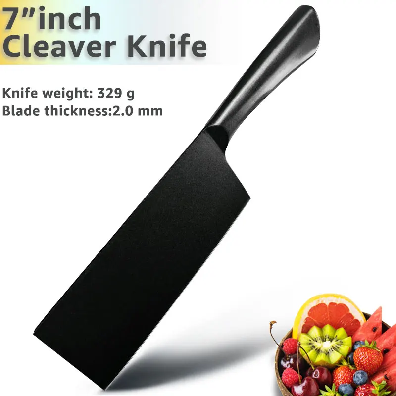 7 in Cleaver Knife Кухонный нож, поварские ножи, 5, 7, 8 дюймов, нержавеющая сталь, 440c, нож для мяса, Santoku, универсальный, для приготовления пищи, антипригарное покрытие, набор инструментов - Цвет: 7 in Cleaver Knife