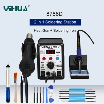 

YIHUA 8786D Soldering Station SMD Hot Air Gun Soldering Iron BGA Rework Station With Sleep Function And Automatic Working Mode
