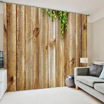 

3D Wooden Door Windows Curtains Backdrop Thin Living Room Bedroom Decorative Kitchen Curtains Drapes Clear print