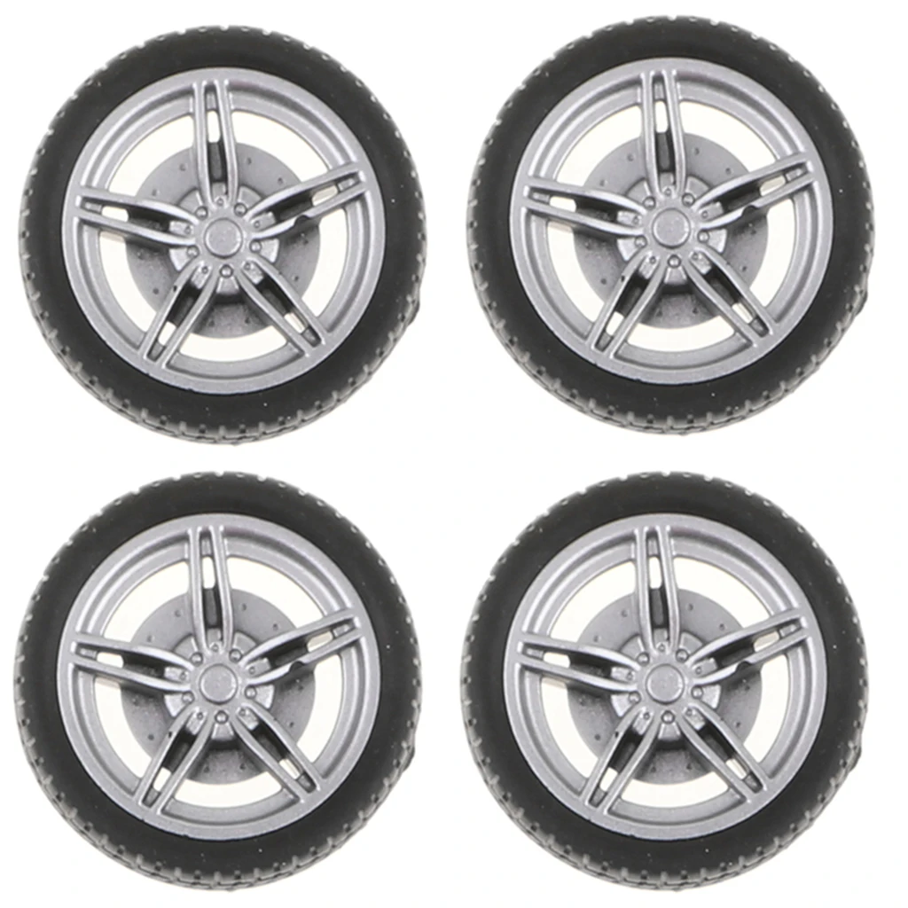 4 Pieces 40mm 5-Spoke Wheel Rim & Rubber Tyres For RC Racing Car DIY Kits