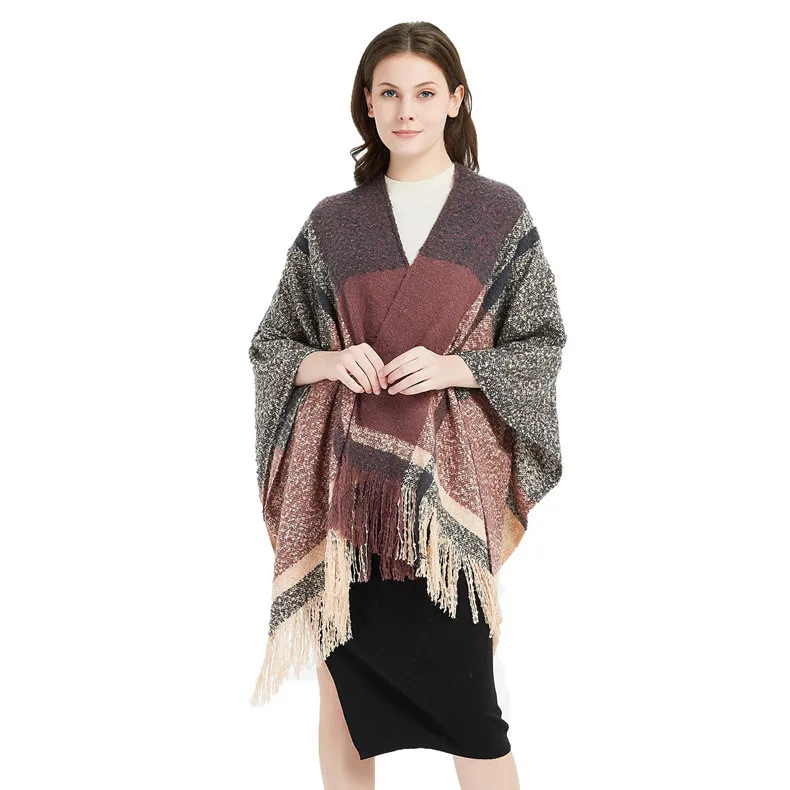 Модал, хлопок, удлиненная женская теплая шаль, осень и зима, хлопок, вязанный ворс, очень большой шарф, Классическая мода, Pla