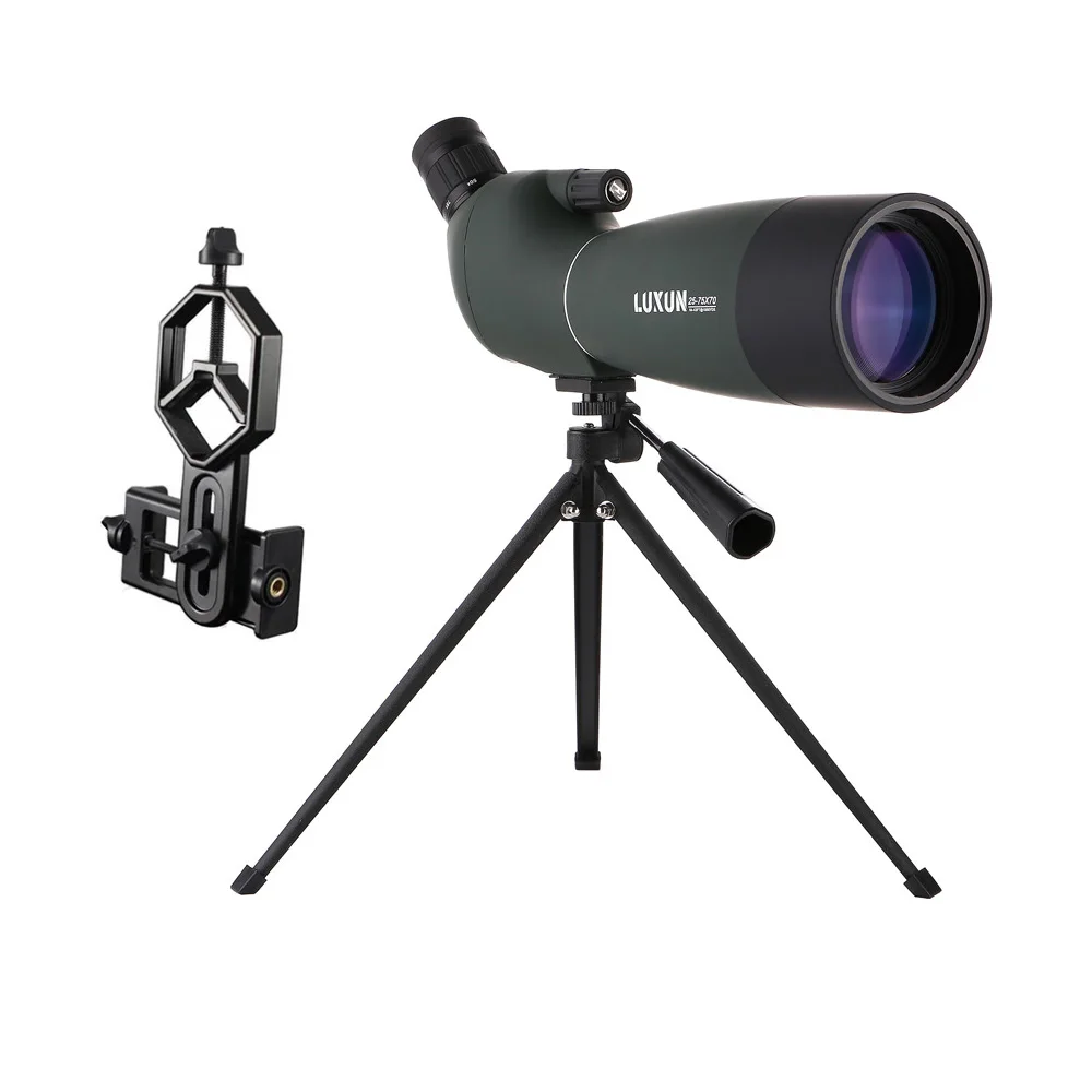 Зрительная труба Монокуляр телескоп зум 25-75x70мм водонепроницаемый Birdwatch Охота со штативом и универсальный держатель для мобильного телефона - Цвет: 2