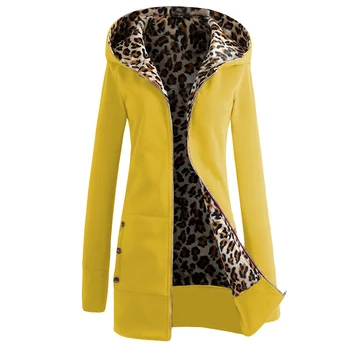 

Women Lady Thick Leopard Print Long Sleeve Hoodie Zipper Coat Warm for Winter TC21