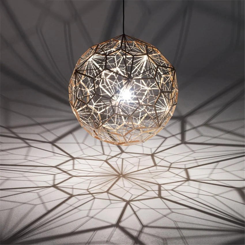 Постмодерн Etch Art подвесные светильники алмазный шар гальваническим покрытием из нержавеющей стали для столовой спальни настольные подвесные лампы DIXON