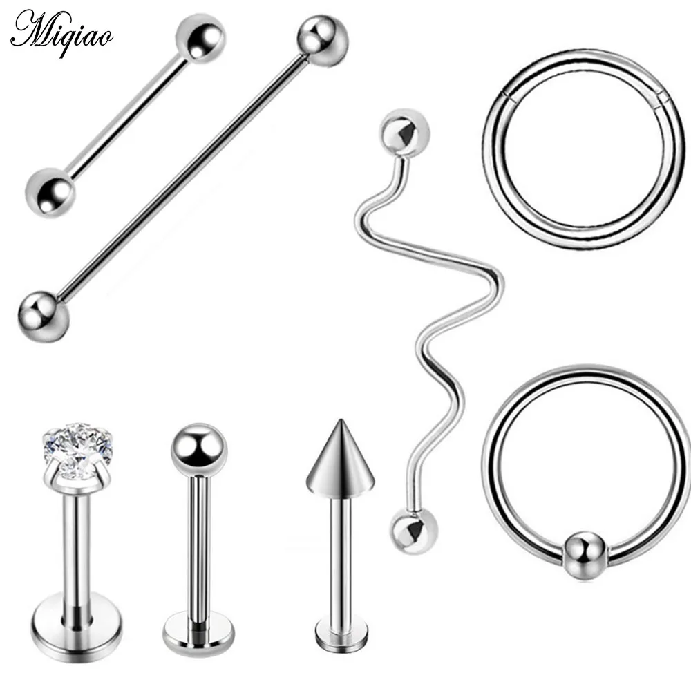 

Miqiao 2Pcs European and American Fashion Human Body Piercing Jewelry Stainless Steel Lip Nails Tongue Nails Nose Nails Earrings