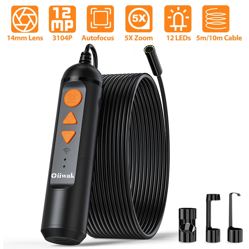 ICTK-798 Wireless WIFI Handheld Endoscope Borescope Inspection Camera iOS/  Android HD 20M Wifi Range