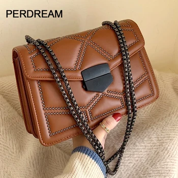 

Winter Wild Small Bag Female 2019 New Fashion Chain Shoulder Rivet Small Package Korean Version of the Latch Shoulder Bag