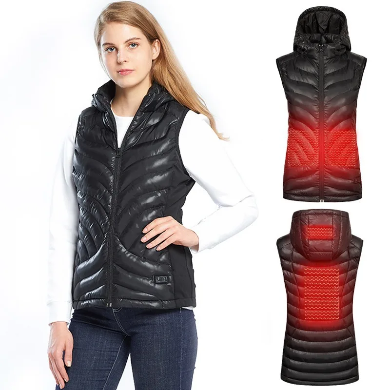 

2019 Women Outdoor Heated Vest USB Infrared Heating Jacket Winter Carbon Fiber Electric Thermal Clothing Waistcoat SA-8