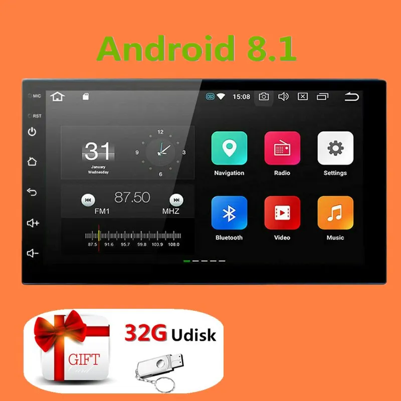 

2 Din Android Car Multimedia Player GPS Navigation HD Autoradio WiFi USB FM 2Din Car Audio Radio Stereo Backup Monitor 2 Din