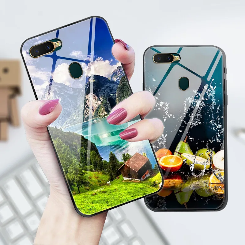 Для OPPO AX5s чехол 6,2 ''модный закаленное стекло твердая задняя крышка для OPPO A5s A 5S CPH1909 чехлы для телефонов силикон бампер Coque AX 5S