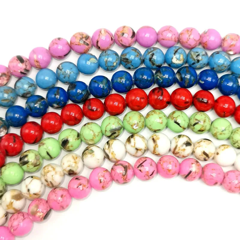 

Shell Howlite Turquoises Stone Beads Round Loose Spacer Beads For Jewelry Making 15'' 4/6/8/10/12mm DIY Bracelets Necklace