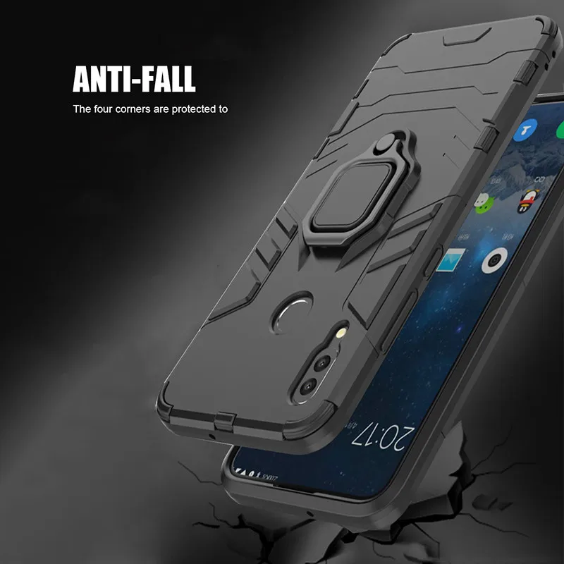 Huawei Honor Protective Phone Case - Armor Ring Magnetic Card Holder, Shockproof Design