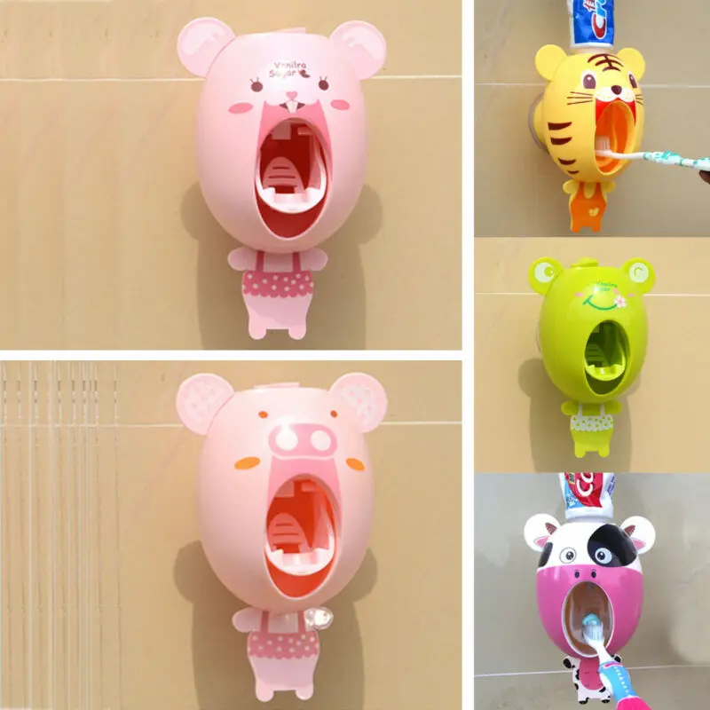 2019 Cute Cartoon Plastic Auto Toothpaste Dispenser Device Easy Squeeze Wall Mount Home Decor Kids US Bathroom Accessories 2019 Cute Cartoon Plastic Auto Toothpaste Dispenser Device Easy Squeeze Wall Mount Home Decor Kids US Bathroom Accessories