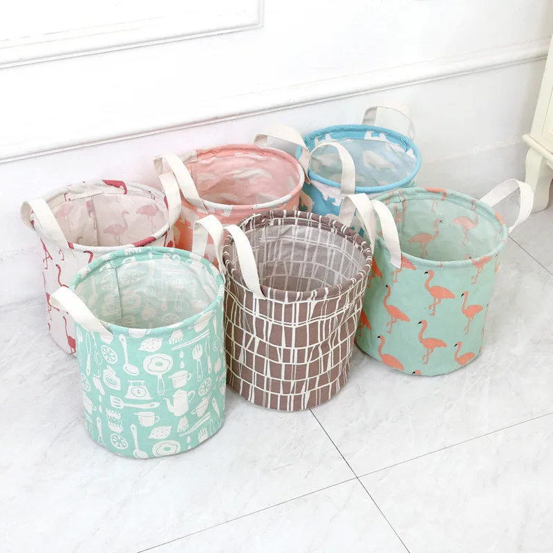 Foldable Cotton Storage Basket Desktop Waterproof Storage Organizer Bag Basket for clothes for Home storage of toys summer Apr12 (8)