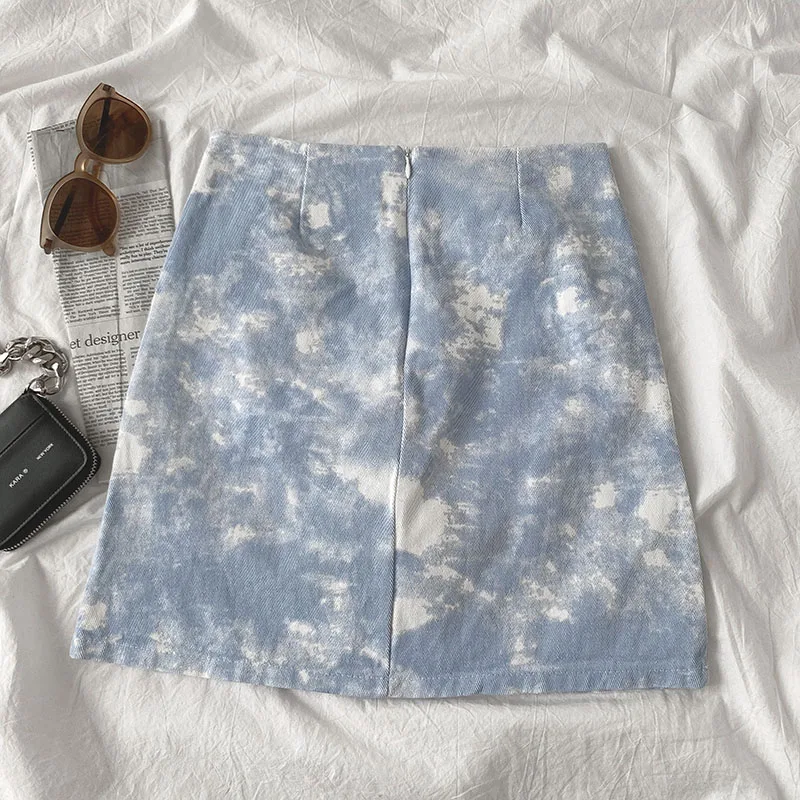 

Summer Women's Clothing Tie Dye Mini High-waisted Skirt Y2k Vintage Streetwear Korean Fashion Pencil Skirt 2000s Aesthetic Trend