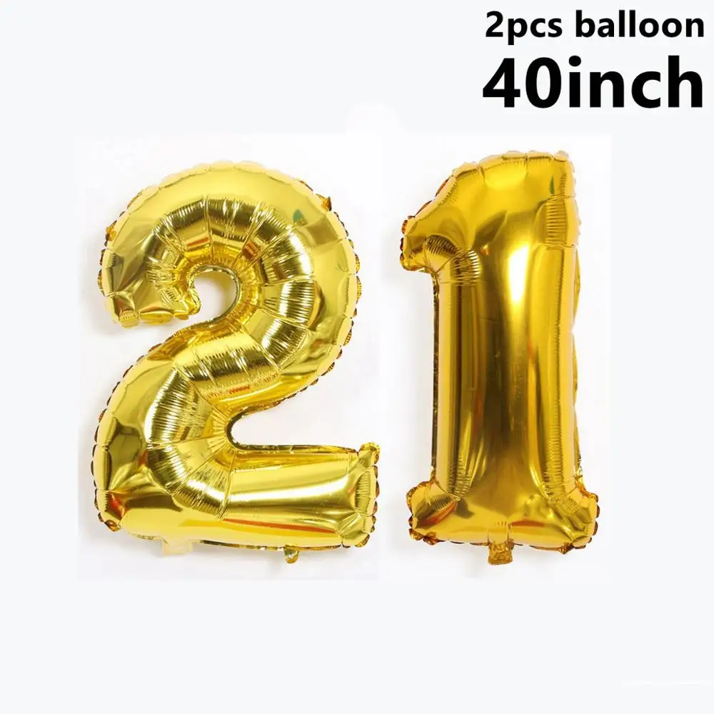 Taoup 32 дюйма 40 дюймов Золотой номер шары фольга 21 30 40 50 60 с днем рождения шары-цифры шары День рождения Декор для взрослых - Цвет: 40inch 21th Balloons