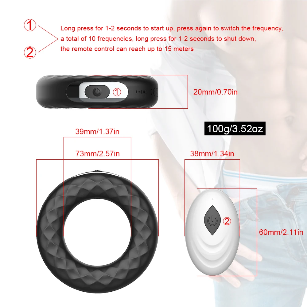 Vibrator Ring Male Remote Control Massager Delay Sex Toy For Adults_voghion.com