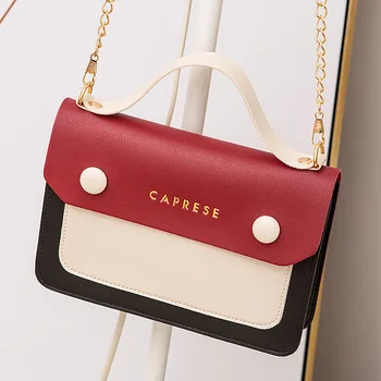 

Women Small Shoulder Metal Chain Contrast Color Crossbody Mobile Phone Messager Handbag