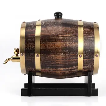 

Wood Red Wine Brandy Whisky Barrel 3L Retro Style Oak Keg Bucket Container with Faucet