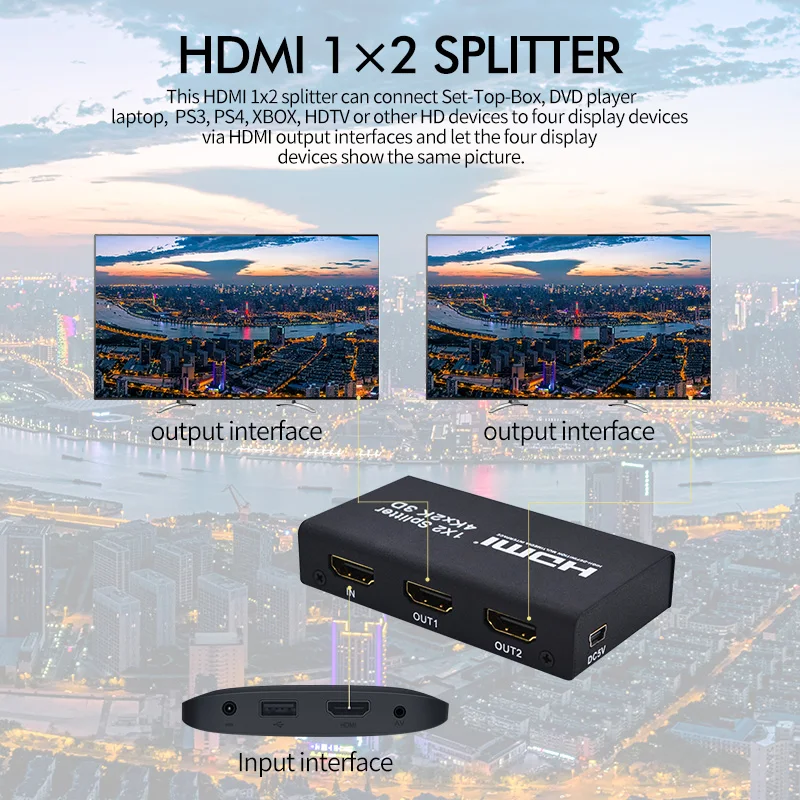 2160P HDMI й 1x2 Hdmi  ߰  Real 4K HDMI ġ ó 1 in 2   HDTV DVD   ÷
