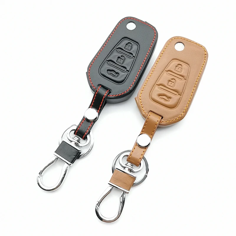 Высококачественная натуральная кожа автомобильная дистанционная ключница чехол сумка для LiFan X60 складные 3 кнопки Чехлы для ключей