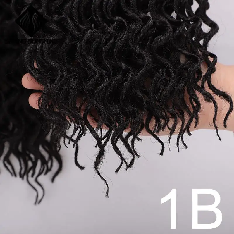 18 дюймов богиня Faux locs вьющиеся плетеные пряди для волос Омбре черные бордовые синтетические кудрявые дреды для наращивания волос для женщин - Цвет: # 1B