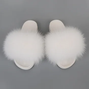 

100% Really Fox Fur Slippers PVC Sandals Outer Wear Fur Slippers Women Shoes Shoes Woma Furry Sandal