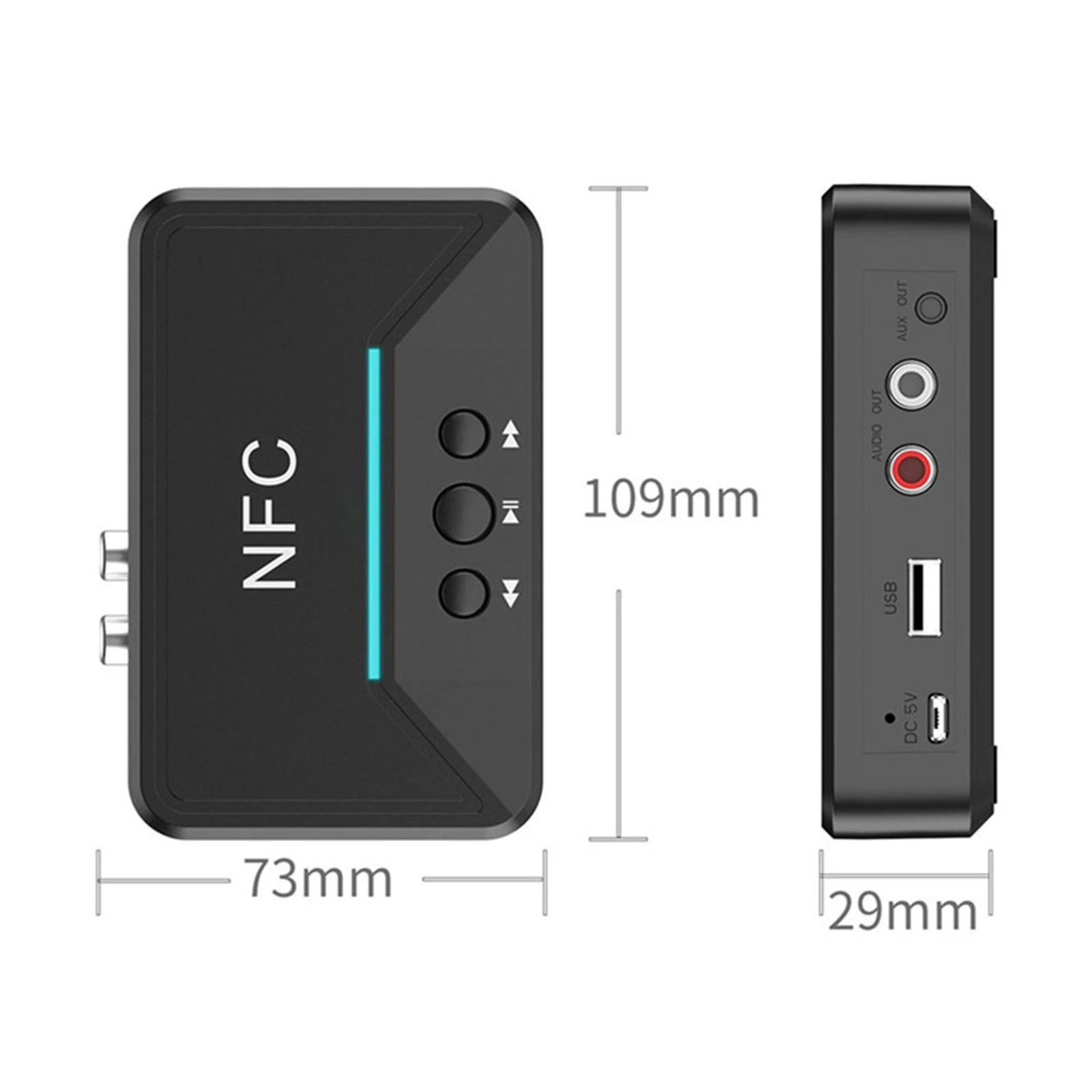 NFC Bluetooth 5 0 EDR Recevier Wireless Audio Adapter With RCA 3 5MM AUX Jack Stereo Music Receiver For Headphone PC Car