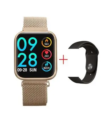Смарт-часы P80 Smartwatch с ips полный сенсорный экран для сердечного ритма кровяное давление кислородный фитнес-трекер для мужчин и женщин - Цвет: Золотой