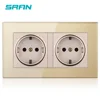 SRAN Wall Crystal Glass Panel 146*86 Multi Way Power Socket Plug Grounded 16A EU Standard Electrical Outlet Double Socket strip ► Photo 2/6