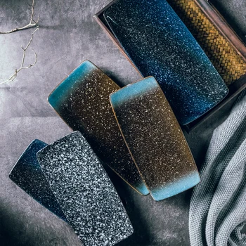 

1PC European Style Ceramic Plate Sushi Dish Dumplings Dish Large Ceramic Flat Rectangular Dinner Plate Tableware