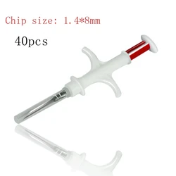 Micropuce Unique en Pet 40x, 1.4x8mm, pour l'enregistrement des chiots, chats, transpondeur Rfid, identification des animaux, injecteur, seringue vétérinaire jetable 