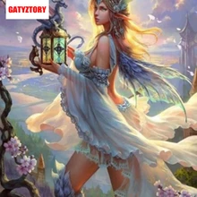 GATYZTORY 5D алмазная живопись Полная площадь DIY домашний декор мозаика Стразы картина логотип на заказ Художественная печать на холсте Дракон Девушка