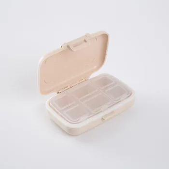 

Portable Travel Wheat Straw 6 Grid Small Medicine Box One Week Medicine Storage Box Pills Pills Packing Mini Pharmaceutical Box