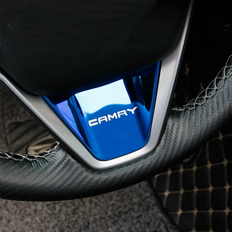 Чехол рулевого колеса автомобиля протектор декоративный стикер для интерьера для Toyota Camry аксессуары для стайлинга автомобилей - Название цвета: Синий