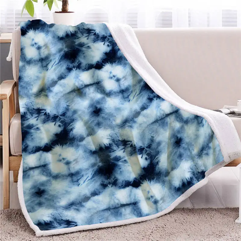 Blesslighting одеяло Tie Dye голубой глаз волка мягкий флис шерпа пледы Snuggly одеяло для дивана кровать стул диван кушетка - Цвет: 3