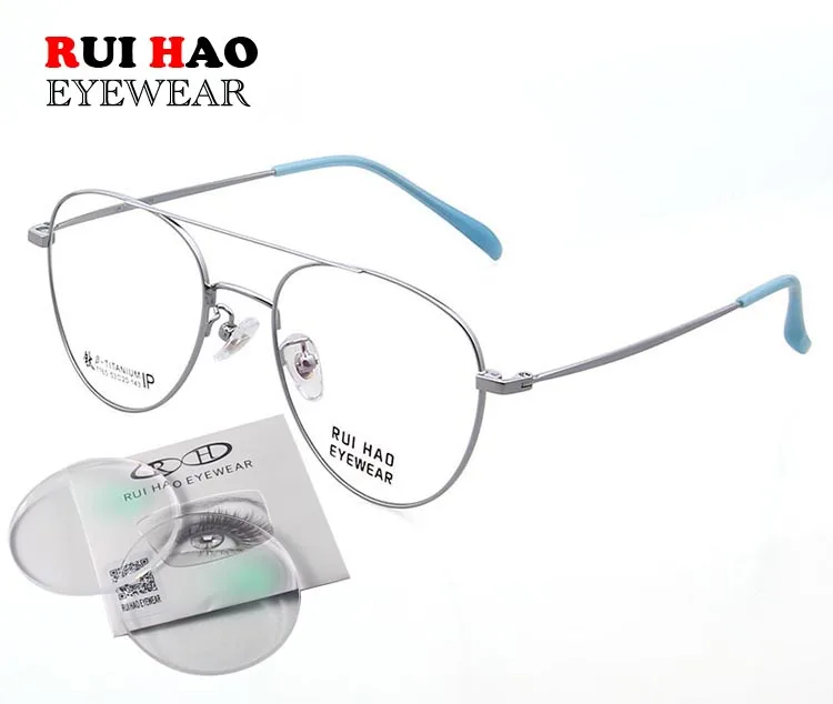 Fashion Customize Prescription Glasses Double Deam Eyeglasses Frame Fill Optical Lenses Titanium Spectacles Myopia Hyperopia_voghion.com