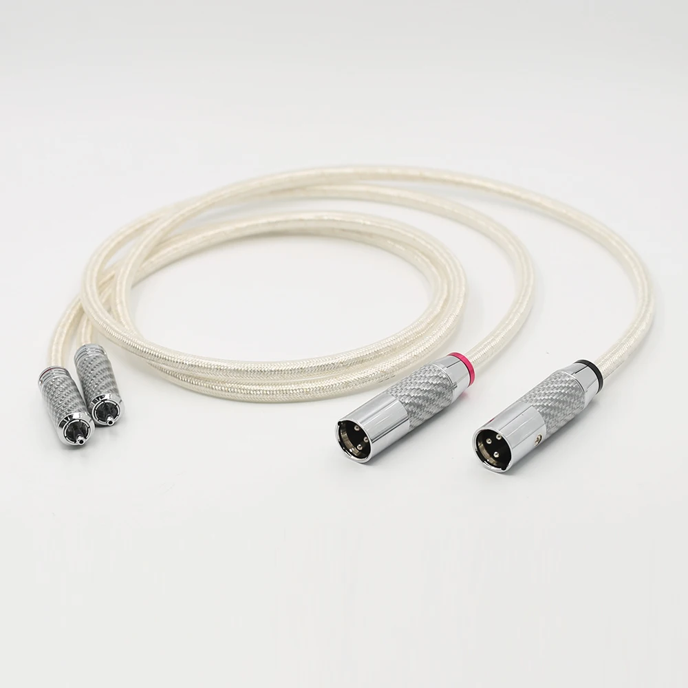 Пара Высокое качество посеребренный OFC RCA кабель аналоговый кабель из углеродного волокна 2RCA к 2XLR штекер аудиофильский аудио кабель