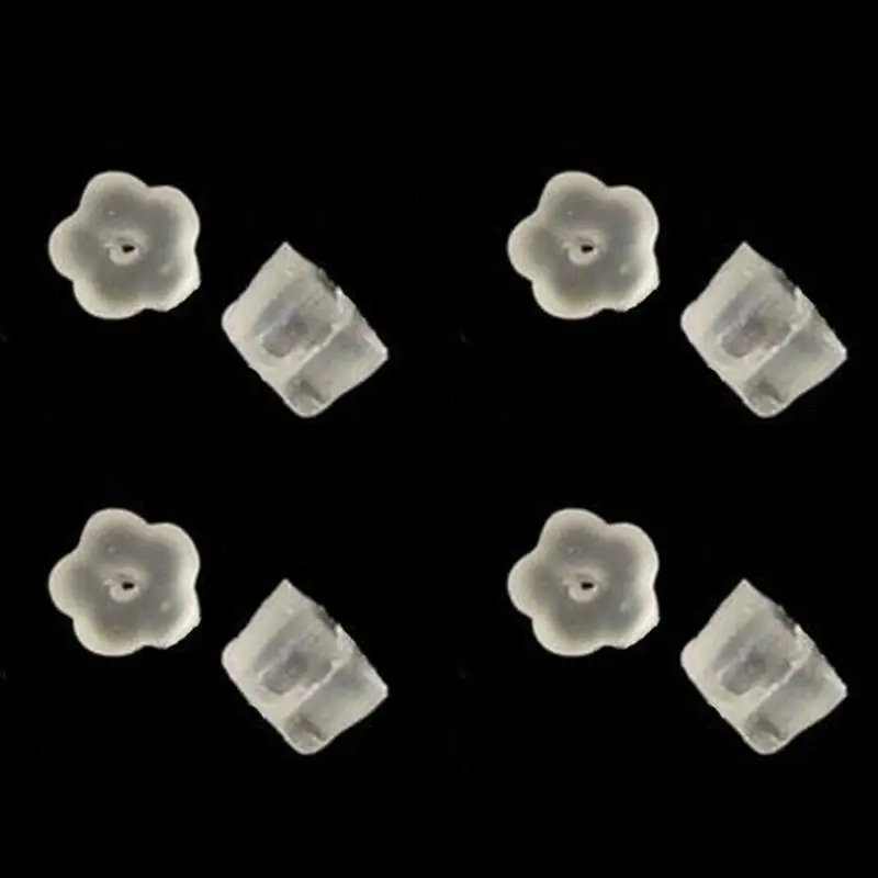 50/100 Pcs Earrings Jewelry Accessory Soft Rubber Earring Hook Backs Stopper Ear nut Clear Back Stoppers Flower Shape Safety | Украшения и