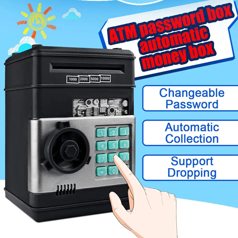 

Automatic Electronic ank ATM Password Money Box Piggy BCash Coin Saving Box ATM Bank Safe Box Automatic Deposit Banknote Toys