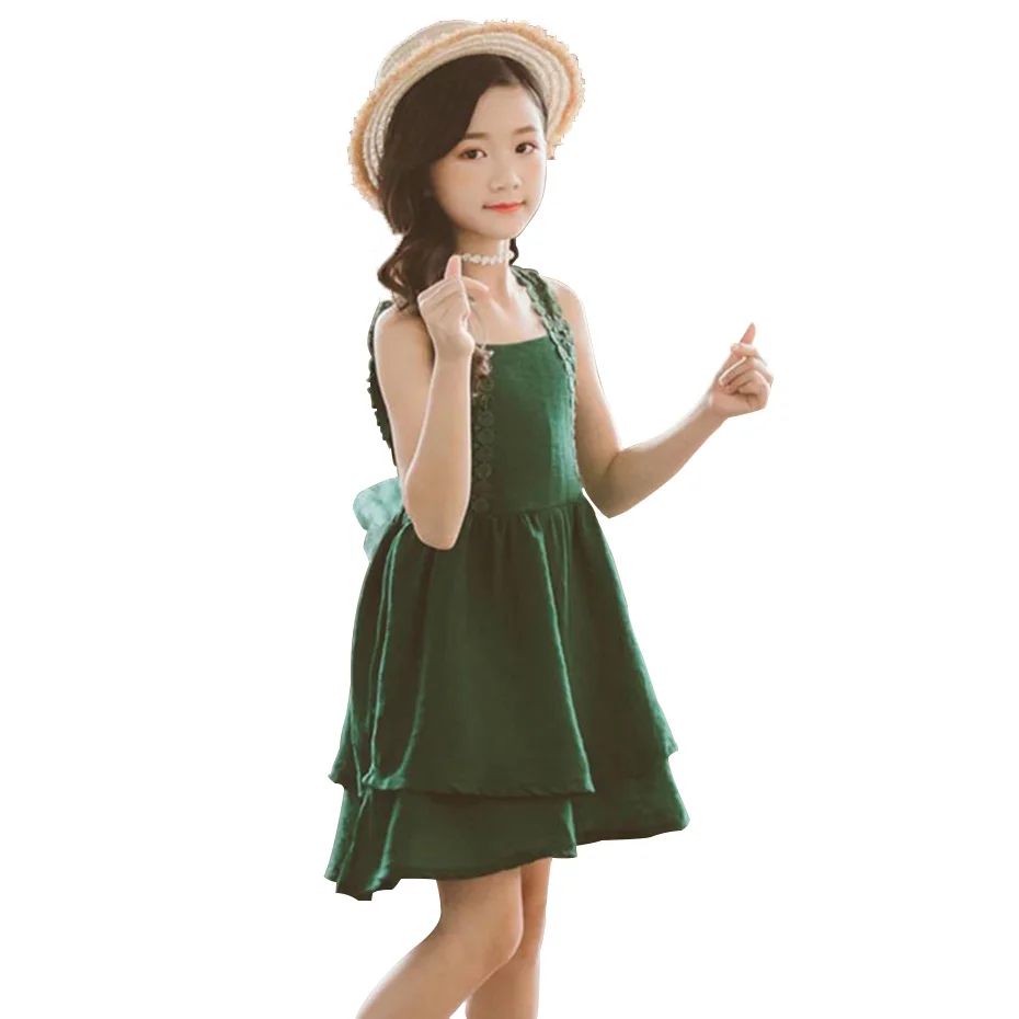 Girl Dress Lace Flower Sling For Girls Sleeveless Kid Spring Summer Cute Ruffle Dresses Party 6 8 10 12 14 | Детская одежда и