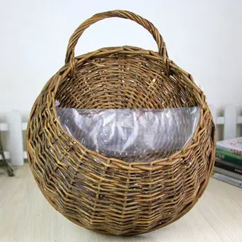 

willow rattan flower vase hanging basket FLOWER balcony wall hanging round garden Florist natural material