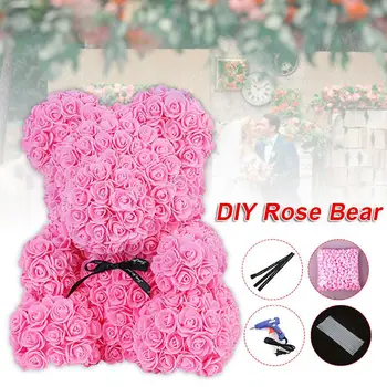 

PE Artificial Flower Rose Bear Mold Novel Festival Gift Mother'S Day Creative Tool Wedding Home Decoration Accessories