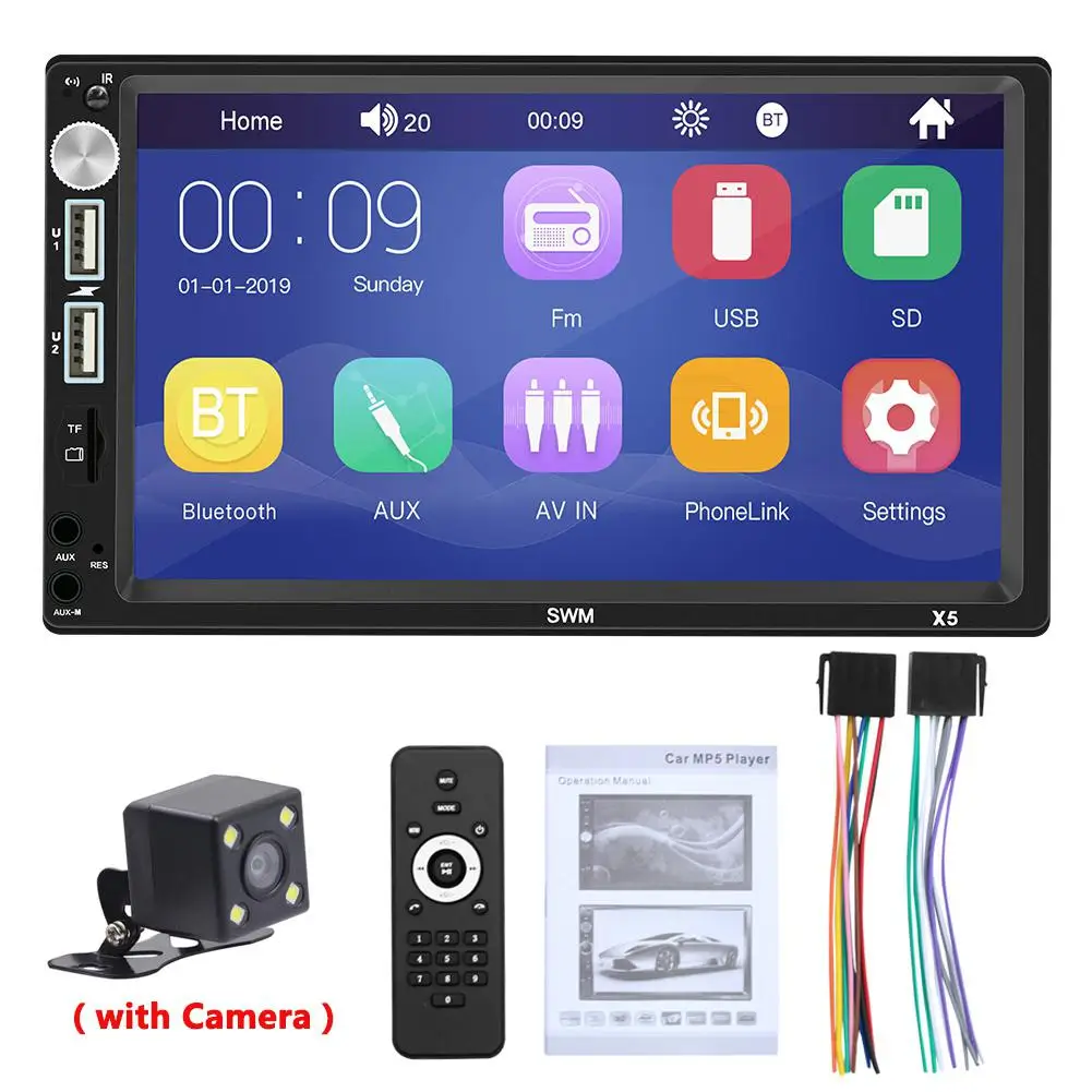 

2Din Android Car multimedia MP4 MP5 Player Autoradio Bluetooth fm transmitter Car Central Control with camera parking reverse