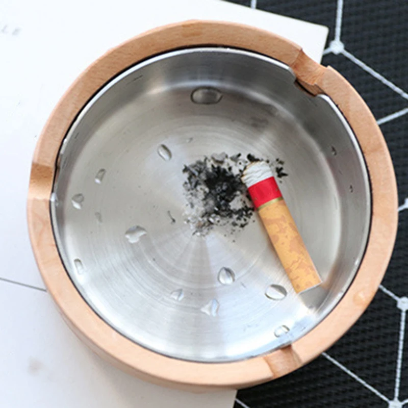 Деревянная пепельница, для курения лоток с Нержавеющая сталь вкладыш Hotel Бытовая Гостиная Настольный пепельница, мусорный бак пепельница инструменты для рабочего стола, Dec