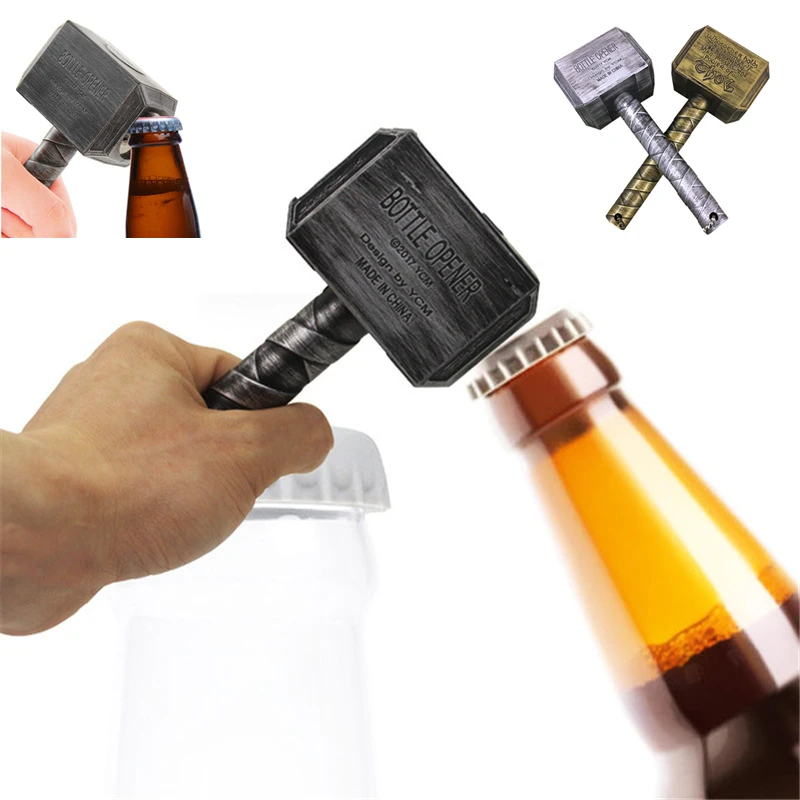 

New Creative Beer Opener Avengers Creative Quake Hammer Opener with Magnet Fridge Sticker Portable Bar ABS + Metal Hammer Opener