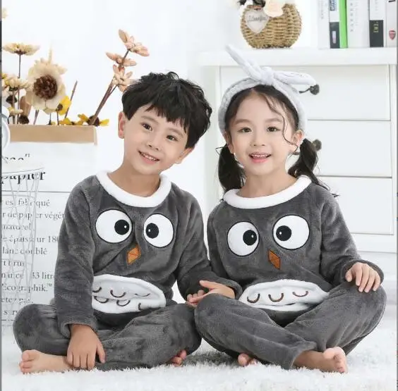 2021 Children Fleece Pajamas Warm Flannel Sleepwear Girls Boy Nightwear Coral Fleece Kids pijamas Homewear Winter Pyjama best Sleepwear & Robes Sleepwear & Robes