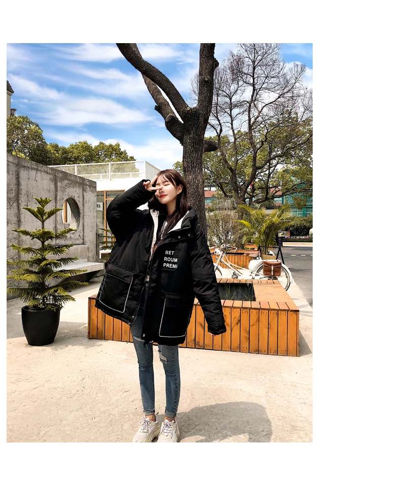 Women Winter Jackets Coat Thick Warm Hooded Jacket Casual Solid Outwear Cotton-padded Loose Short Oversize Tide Female
