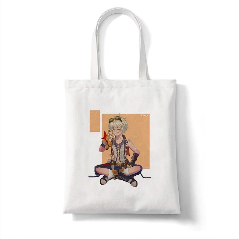 Canvas Bag Shopper Bag Genshin Game Kawaii Anime Shopping Bags Handbags Shoulder Bag Casual Handbag Women High Capacity Eco Bag